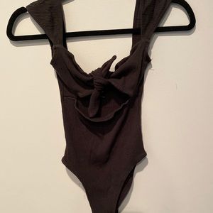 Out From Under (UO) tie front open back body suit